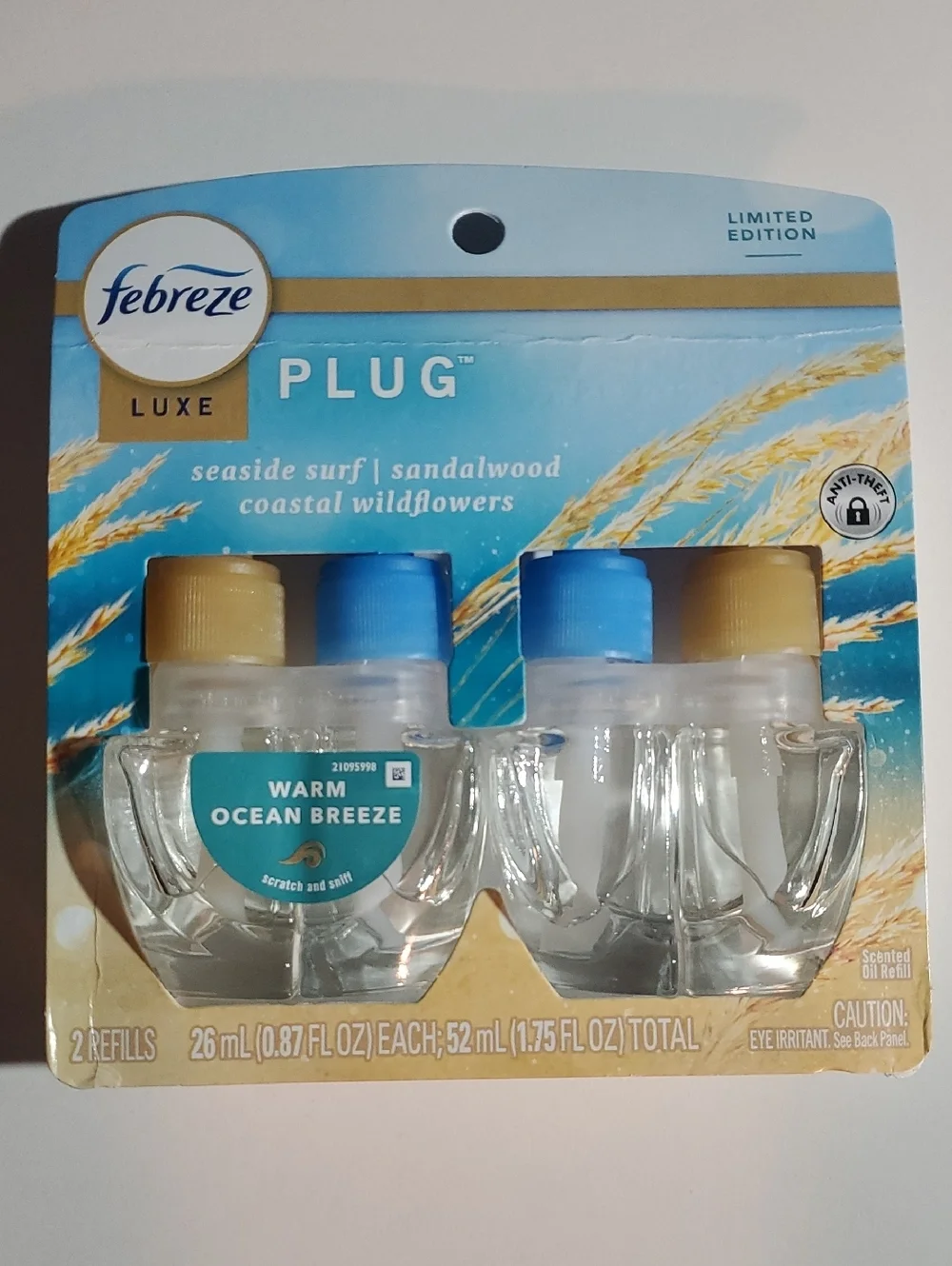 Febreze Luxe LIMITED EDITION Plug Refills - Air Freshener Warm Ocean Breeze New